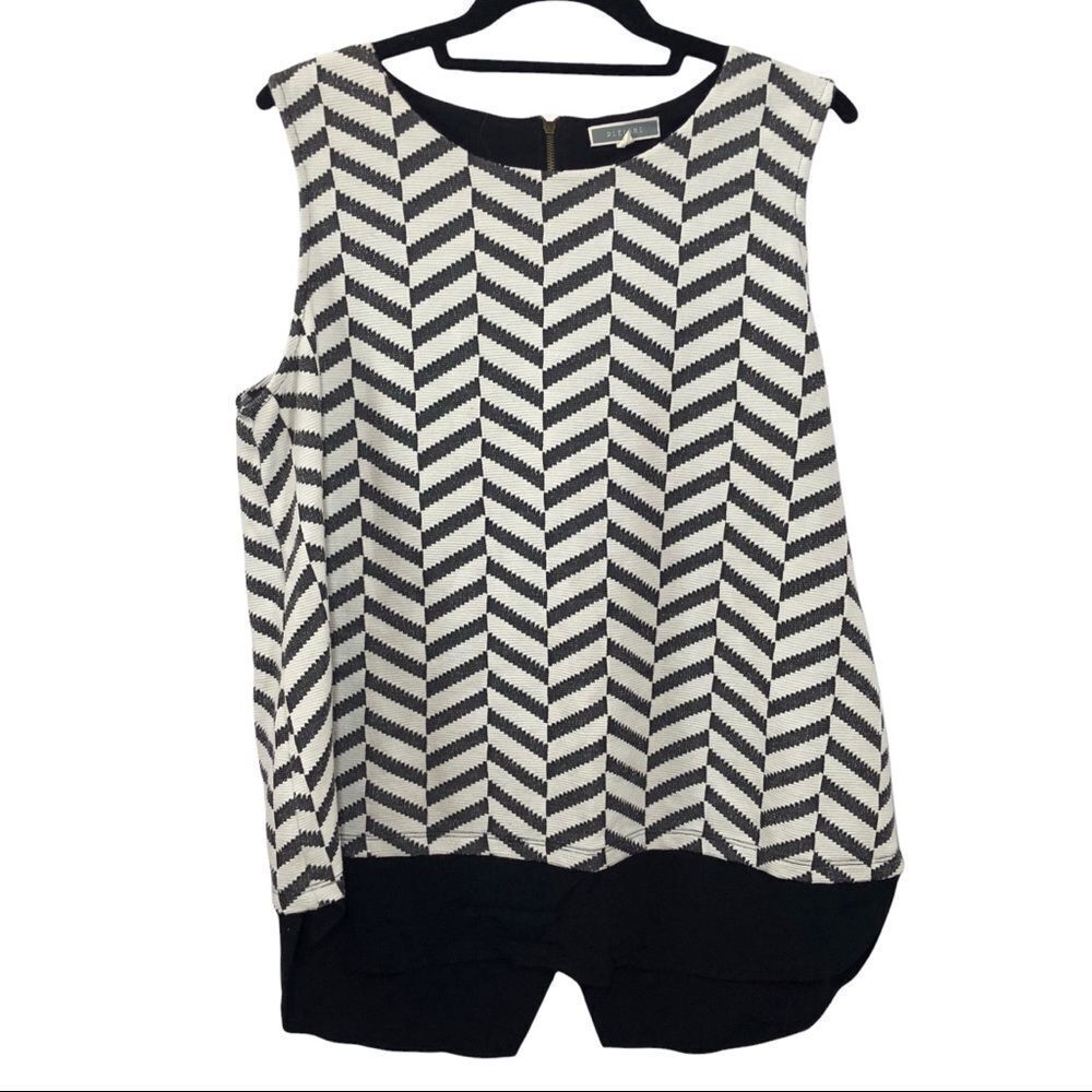 Pleione Sleeveless Blouse White Gray Black